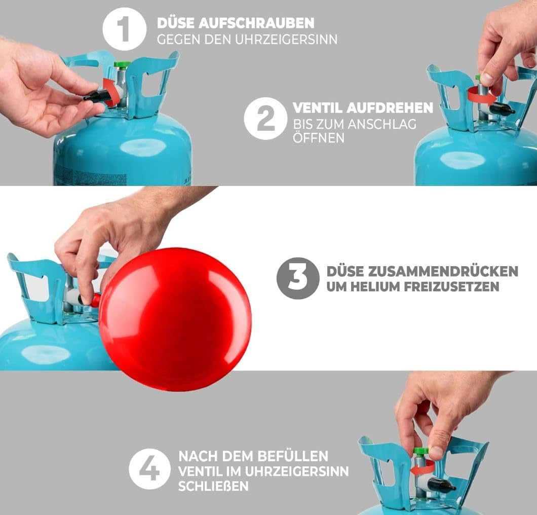 Brogaz 2x Ballongas [für ca. 180 Luftballons]– Helium Balloon Gas – Ballongas - 2x HeliumGasflasche inkl. STAHLMANN ® Informationsblatt (für ca. 180 Luftballons)