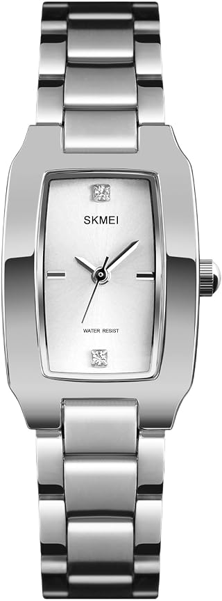 Relógio Feminino Analógico Elegante à Prova d’Água em Aço Inoxidável, Relógio de Pulso Feminino Fashion 1400 Prata