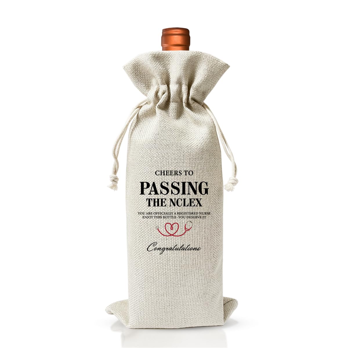 Bolsa De Vino Para Enfermera, Regalo De Graduación De Enfermera Con Cordón De Algodón De Arpillera De Vino, Bolsas De Regalo 1 Pieza