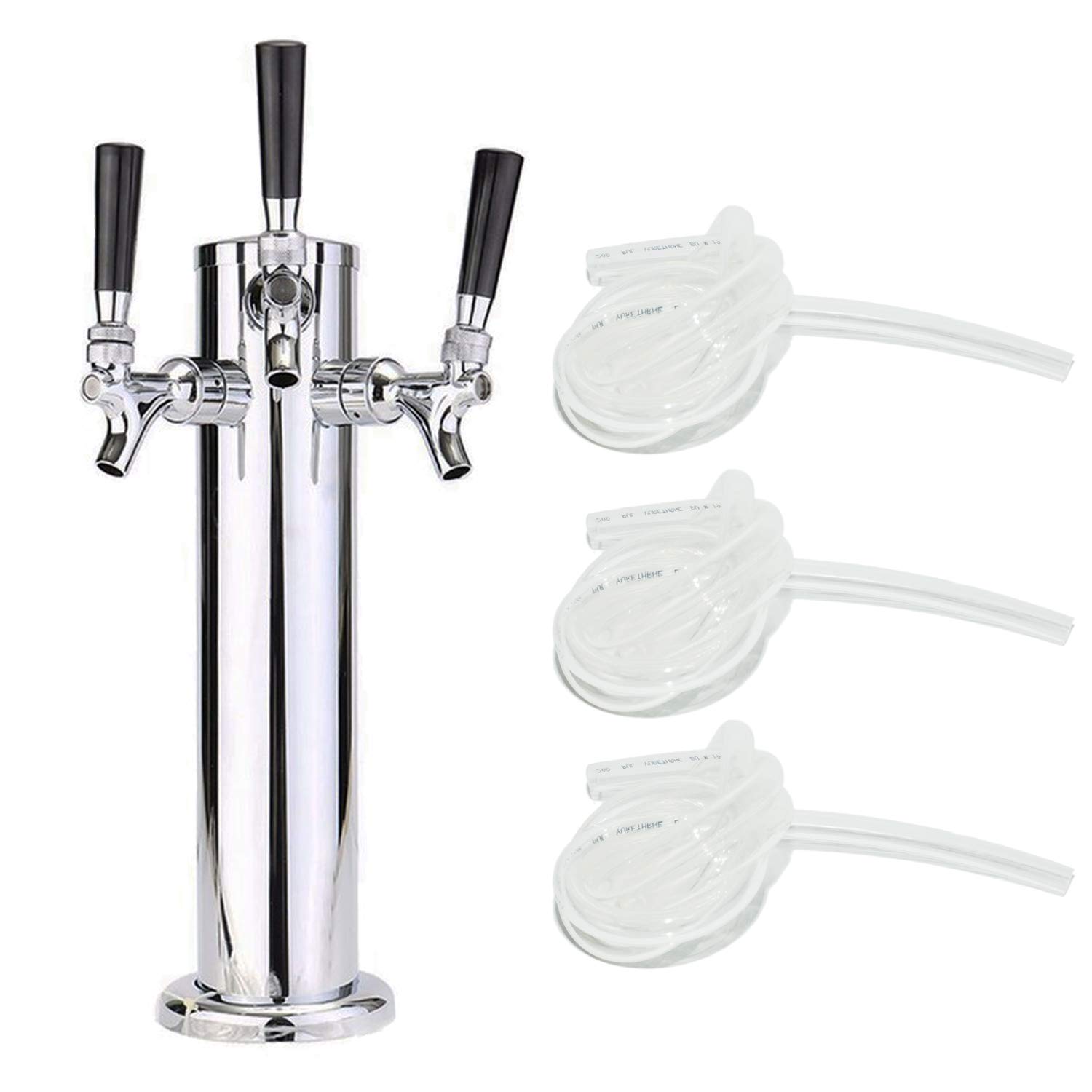 Juego de dispensador de cerveza con 3 grifos y toalla de limpieza, triple grifo de torre, manguera, cepillo de grifo de cerveza, llave de barril de 3 pulgadas