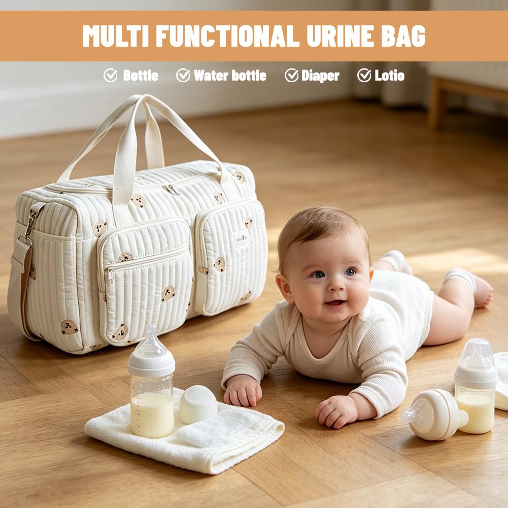 Borsa fasciatoio versatile, 48 × 22 × 26 cm, leggera e imbottita, in cotone, borsa da viaggio, borsa per neonati e borsa premaman per gravidanza, cura del bambino, weekend