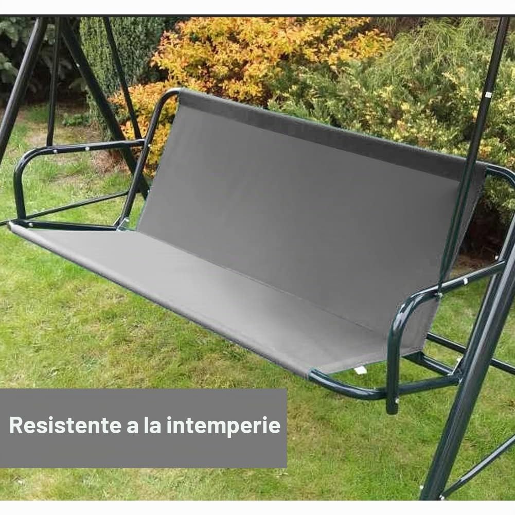 WingFly Funda de Asiento de Jardín para Columpio de Jardín, para Silla Mecedora de Jardín, Fundas para Silla de Jardín, 2 y 3 Plazas (115 x 48 x 48 cm), Impermeable, Color Gris