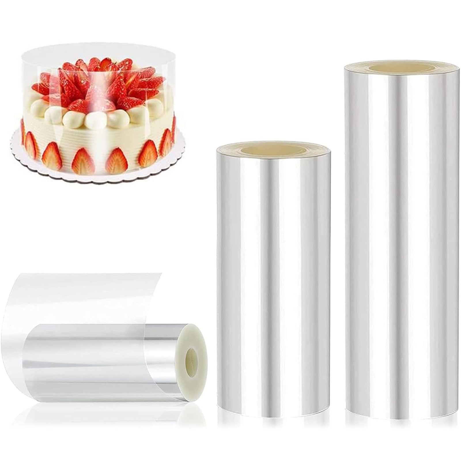 Rollo de Acetato Transparente para Repostería – Lámina de Acetato para Bordes de Tartas, 5m x 6/8/10cm – Papel de Acetato Alimentario – Ideal para Decorar Pasteles, Chocolate, Mousse y Postres