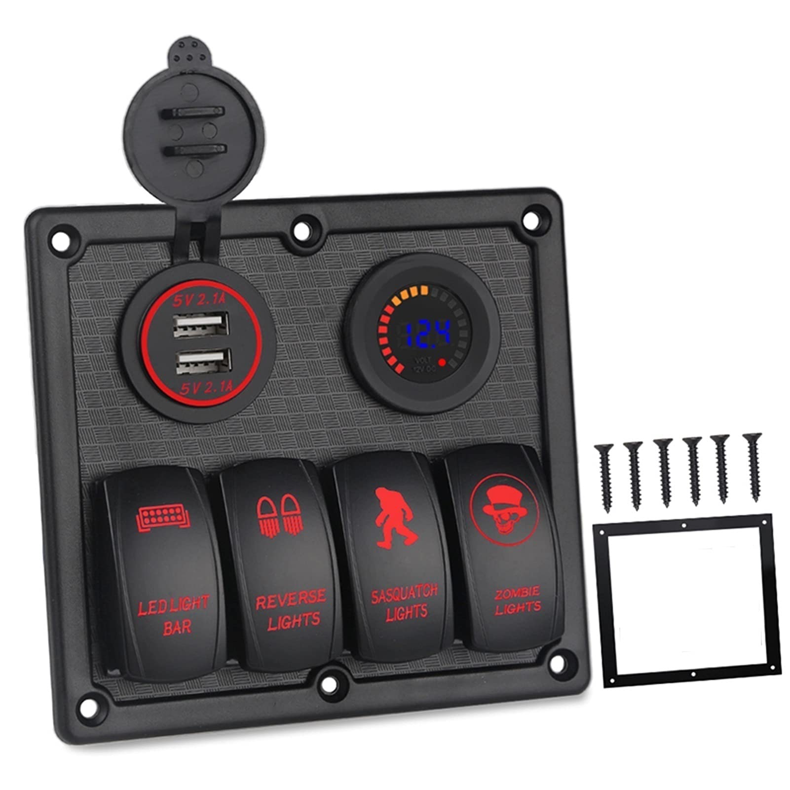 Cargador USB for coche, voltímetro, 3, 4, 6 y 8 interruptores