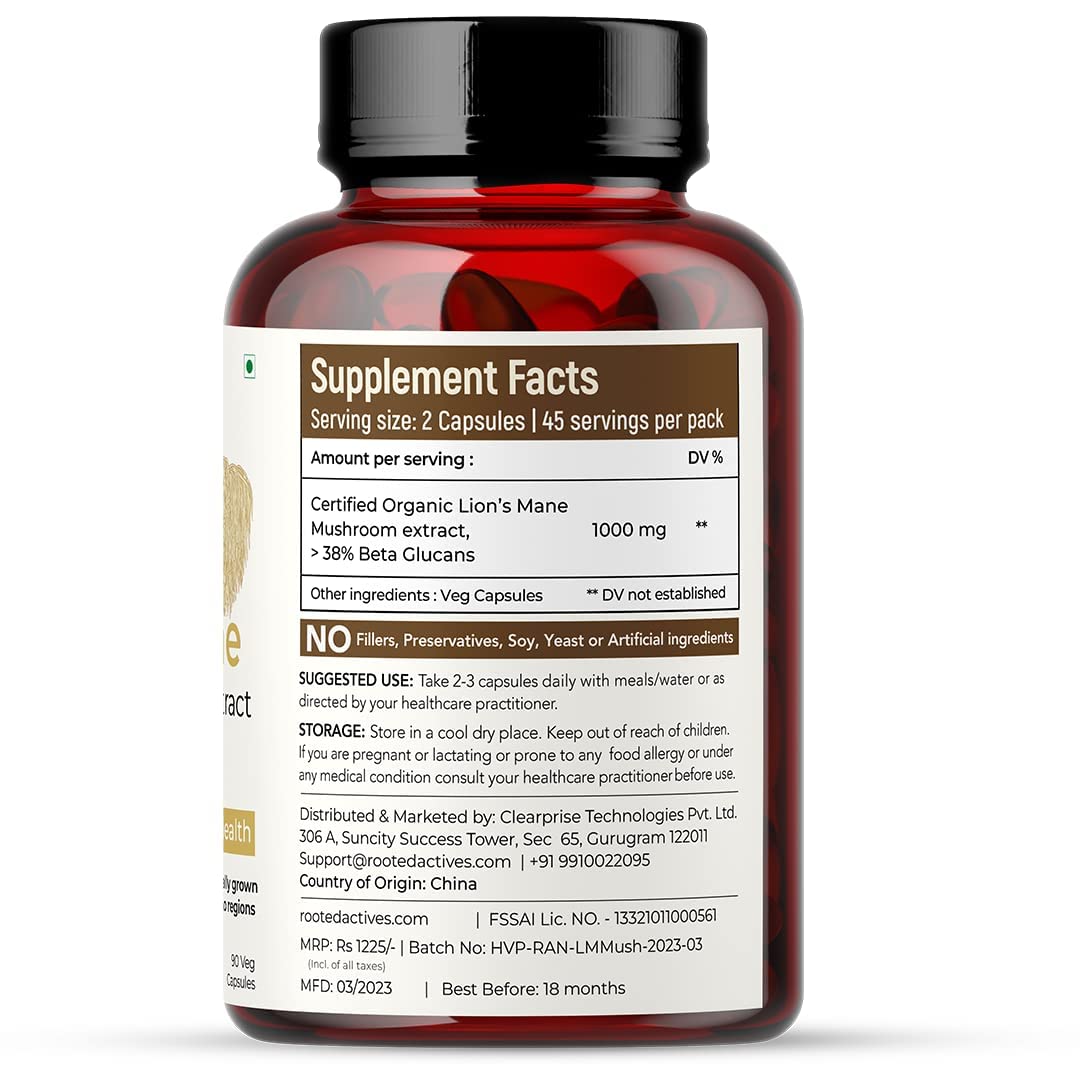 Rooted Actives Brain Booster Bundle : USDA Organic Lions Mane Mushroom Extract Capsules & Brain Boost supplement for Focus, Memory, Brain wellness (60 Capsules Each) (30 Day Supply) - Image 4 thumbnail
