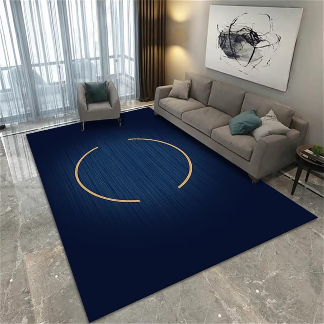 Tapis prière pliable bleu 70x140cm antidérapant pour couloir