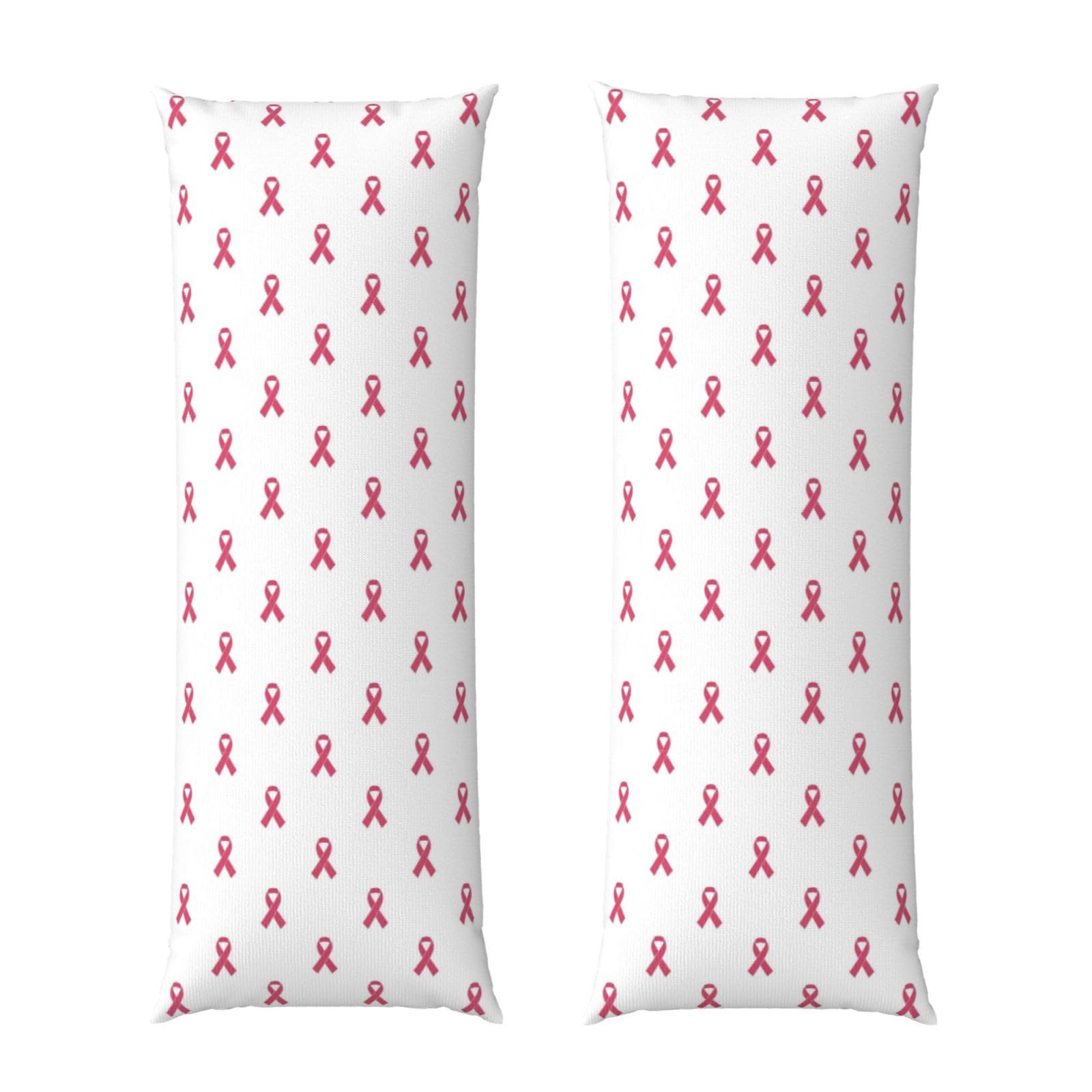 Long Pillow Cover 20x54, Pink Breast Cancer Ribbon, Cozy Microfiber Pillowcase with Zipper, Soft Breathable Protector for Bed Sofa Couch Decoration
