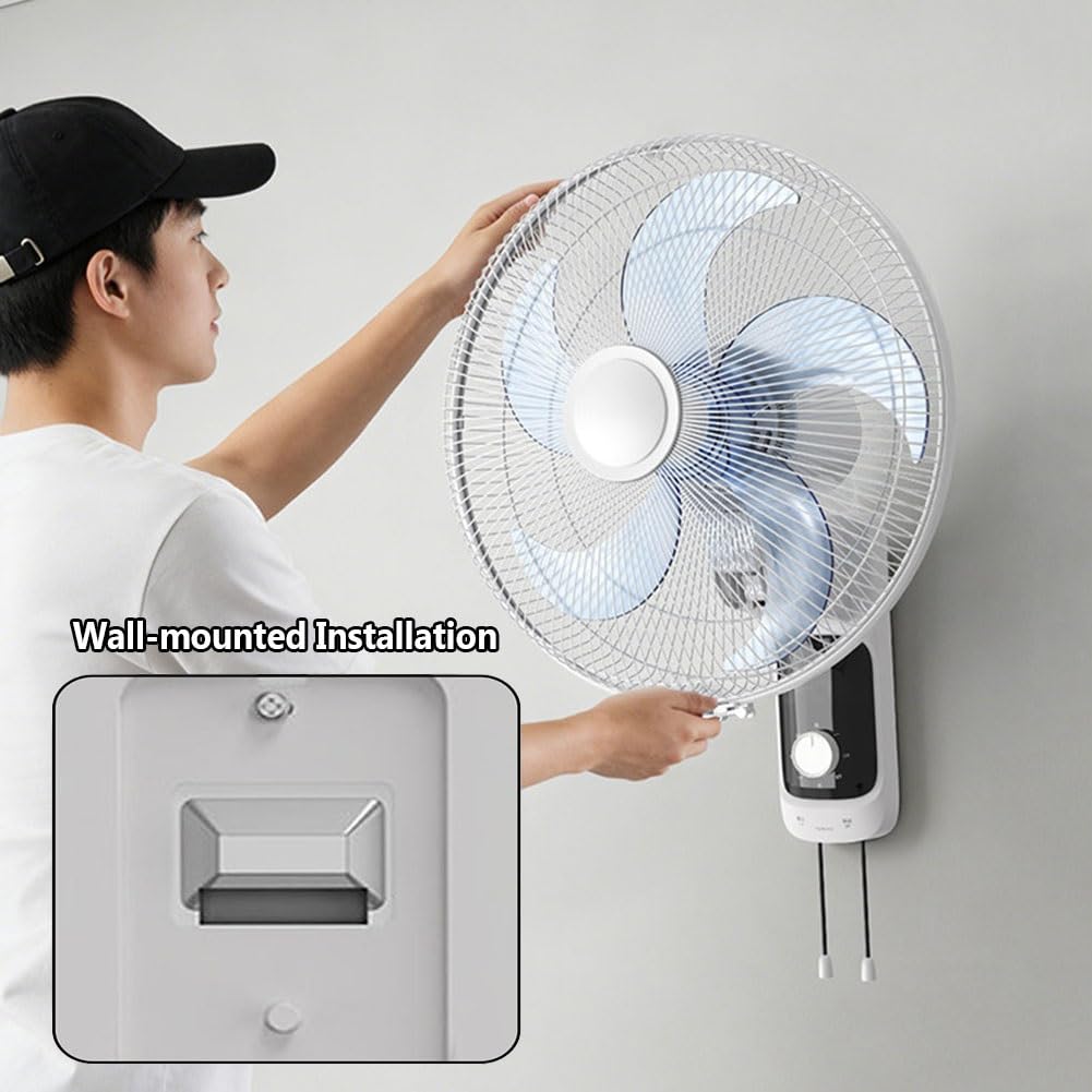 Ventilatore da Parete Oscillante da 45 cm a 3 Velocità, 50 W