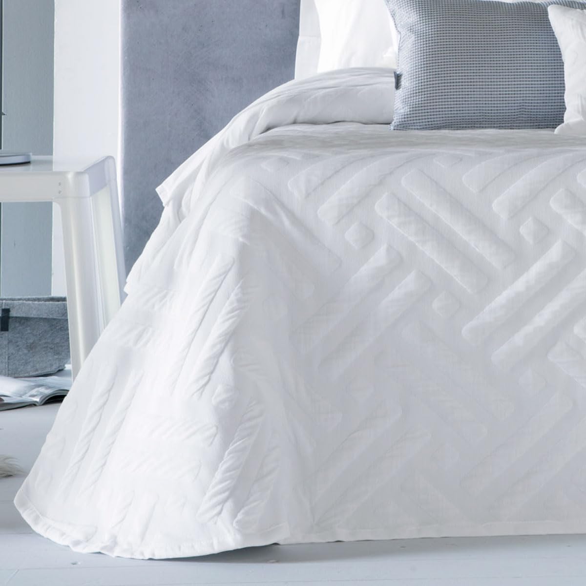 Lanovenanube Colcha Capa Fina Vento Cama 150 cm (250x265cm) Blanco