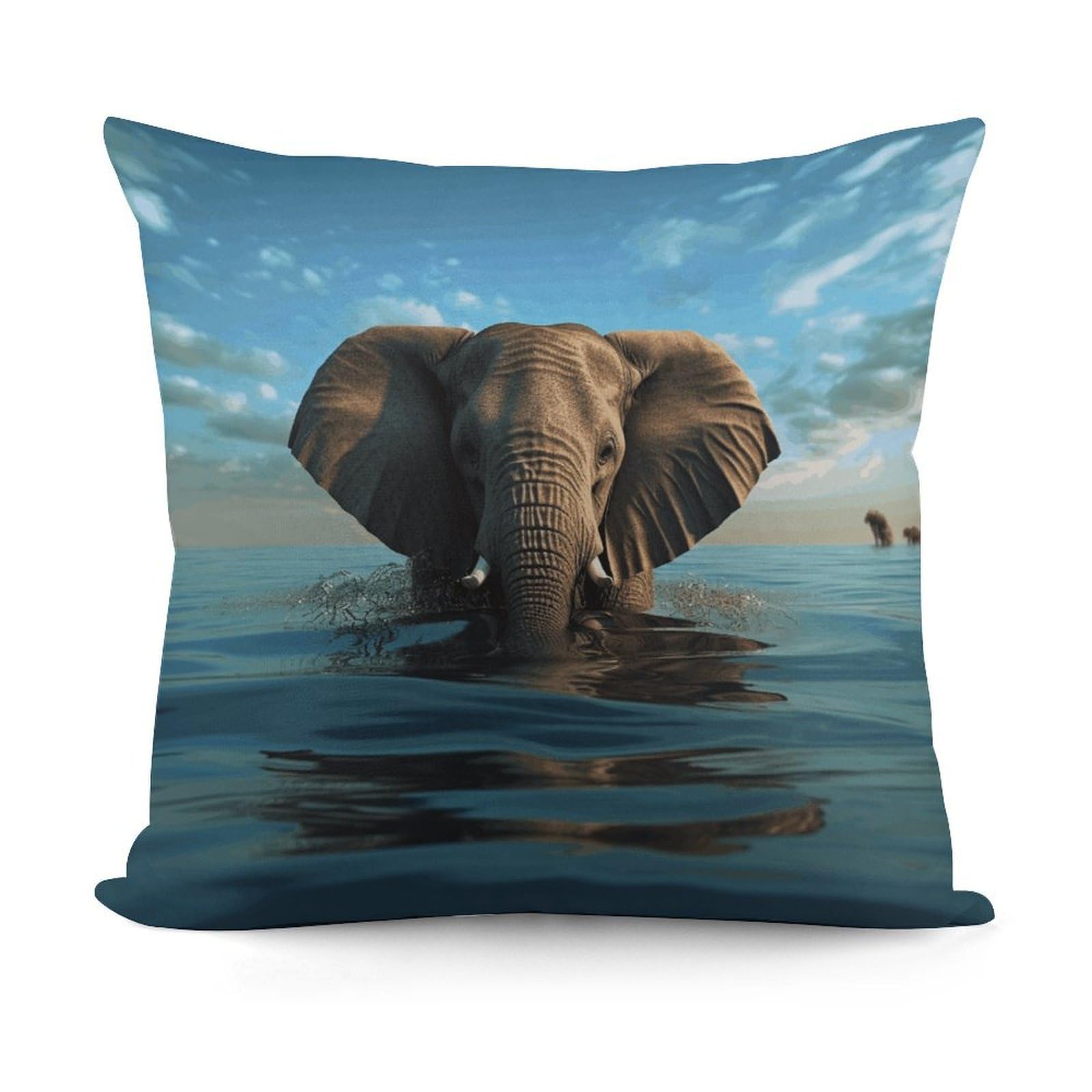 JTREHY Elephant is Sitting in The Water Pillow Covers Decorative Throw Pillow Covers Soft Decor Couch Cushion Case Modern Square Pillow Cases Summer Pillow Cover for Sofa Living Room 18x18 in