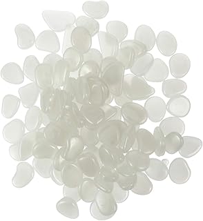Cabilock 100 peças de pedras que brilham no escuro de pedrinhas de jardim para ambientes internos e externos, pedras luminosas para passarelas, jardim, grama, aquário, decoração branca