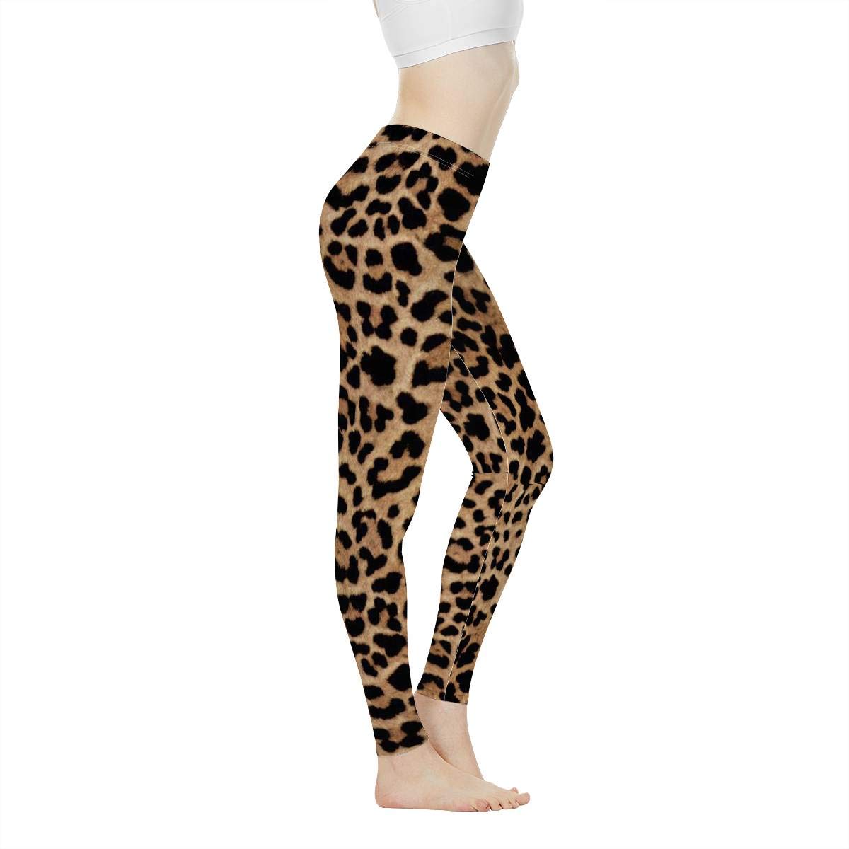 Biyejit Women's Leopard Print Legging Yoga Pants For Running Exercise Workout Leggings