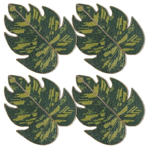CLEENTABLE Beaded Round Place Mats, 13 in, Set of 4
