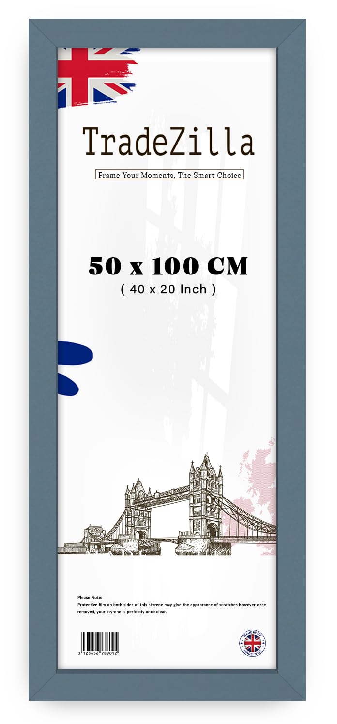 Tradezilla Dark Grey | Eton Wood Picture Frame (50 X 100 Cm) Wall Décor & Art Display Mdf Frame, Hanging Hooks For Easy Mounting, Ideal For Home & Office Interiors [ ]