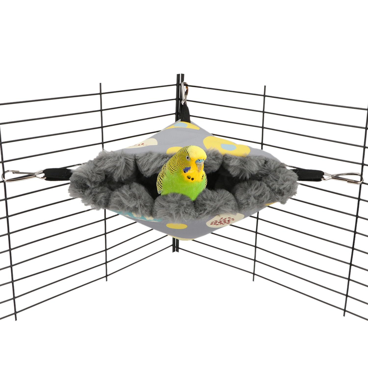 Wontee Bird Nest House Winter Warm Hanging Hammock Bird Bed Snuggle Hut for Parakeets Budgies Caique Conures Cockatiels (Small, Grey)