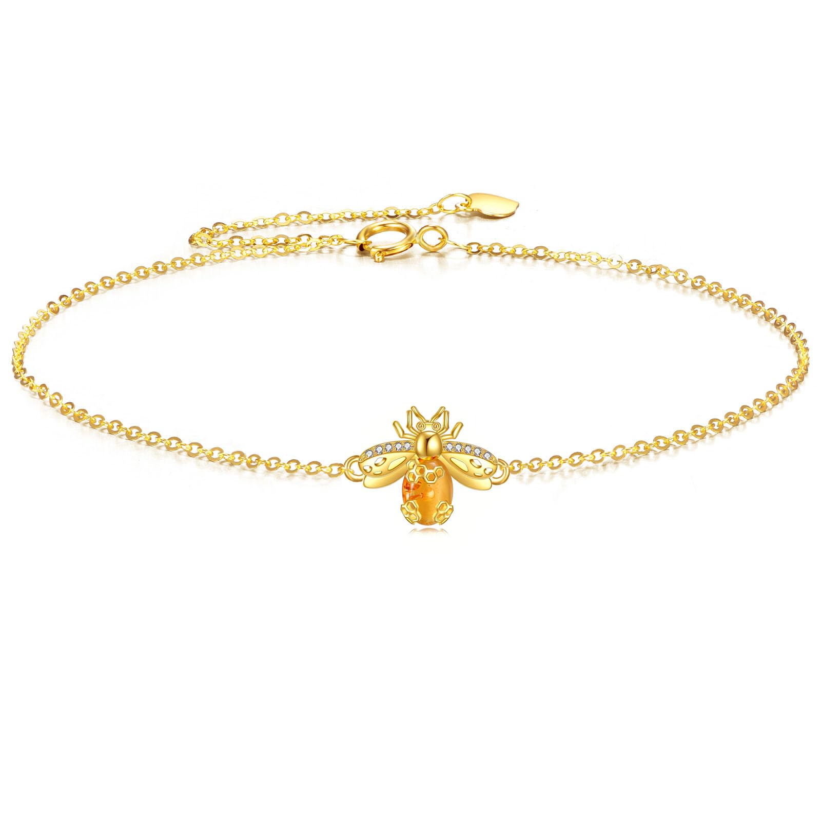 DOVRAN 9K/10K/14K Gold Butterfly/Dragonfly/Hummingbird Bracelet for Women Real Yellow Gold Animal Bracelet Jewelry Birthday Gifts for Mom Wife