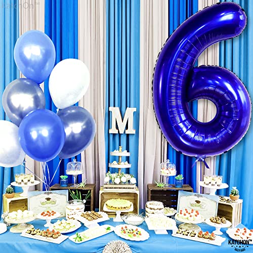 Image of KatchOn, Giant Navy Blue Number 6 Balloon - 40 Inch | 6th Birthday Balloon for 6th Birthday Decorations | 6 Balloons for Birthday | Number Balloons for Anniversary Decorations