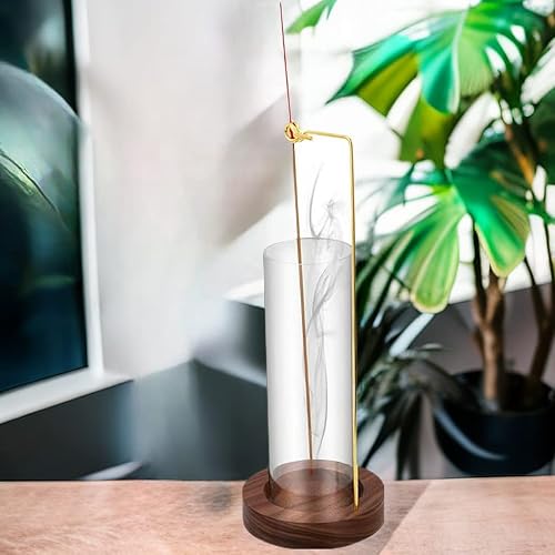 Miniatura 3 de Soporte para incienso, soporte para palo de incienso anti-ceniza voladora con colector de cenizas de vidrio extraíble, soporte para quemador de