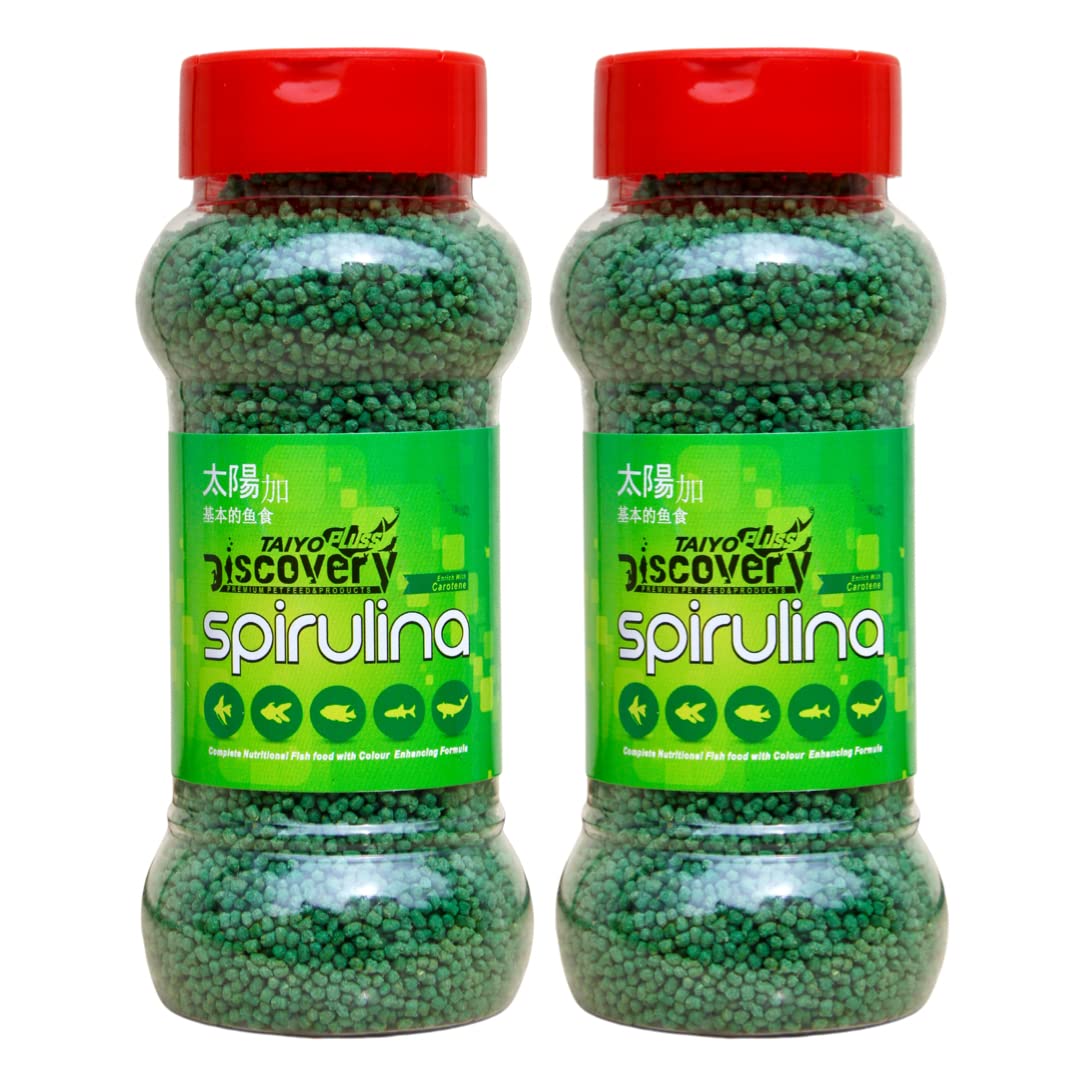 Taiyo Pluss Discovery® Xtream Spirulina Fish Food - 100 gm (Pack of 2) | Growth & Colour Enhancing Formula | Suitable for Gold Fish, Angelfish, Molly, Tetra, Sword Tails, Small Parrot Fish, Betta (B0B7B9MS2D) Amazon Price History, Amazon Price Tracker