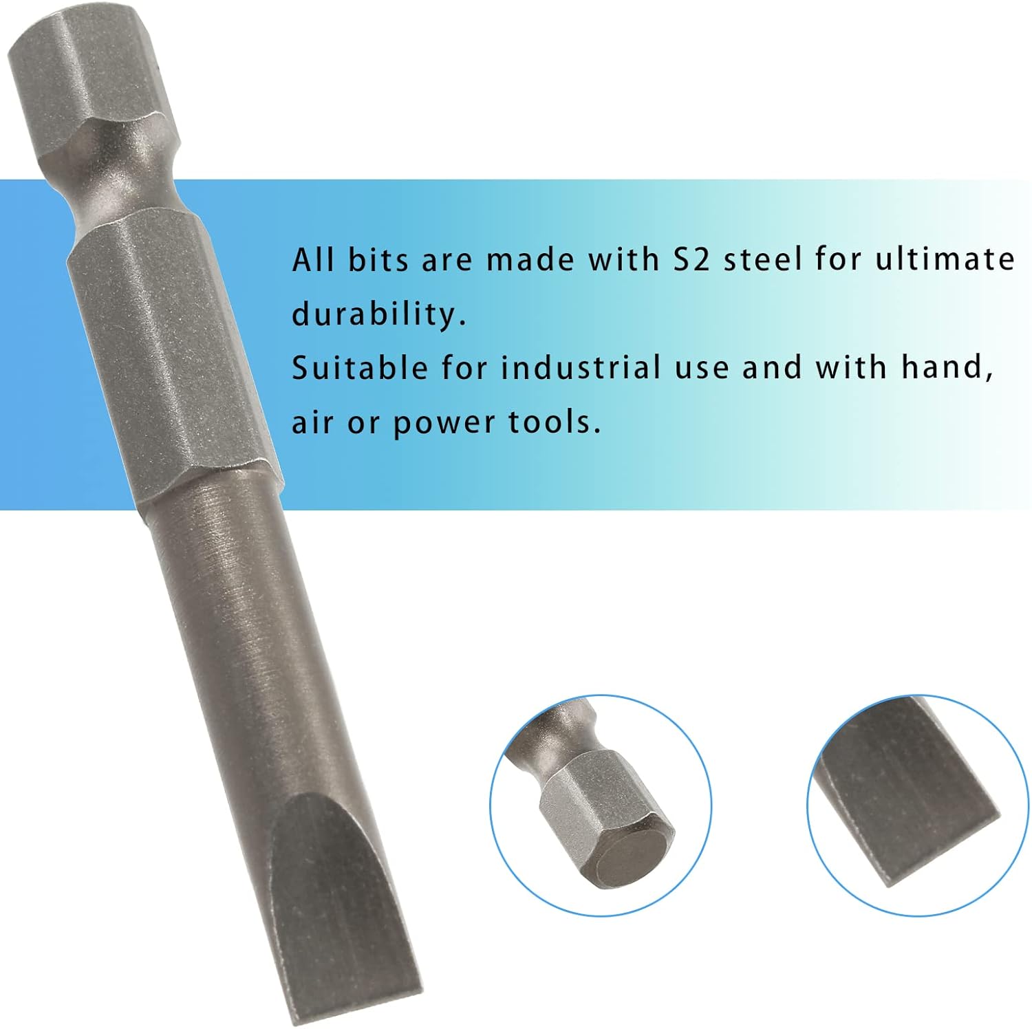 10 Pcs SL6 Magnetic Slotted Screwdriver Bits S2 Steel Flat Head Screwdriver Bits with 1/4 Inch Hex Shank, 2 Inch Length