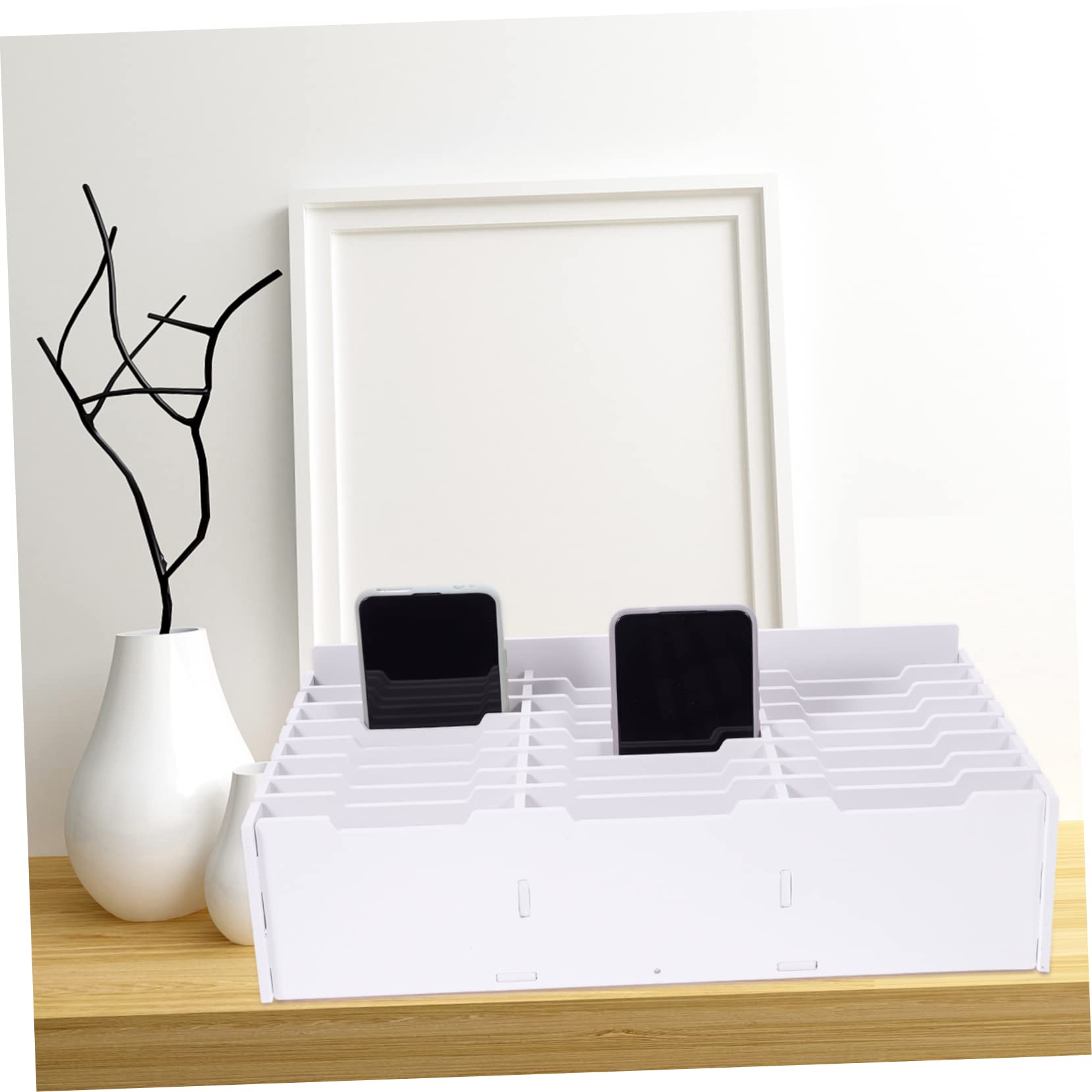 Gatuida Organizer da Scrivania e Portaoggetti in Truciolato Bianco Scomparti Multipli Superficie Levigata per Cellulari per Ufficio e Aula
