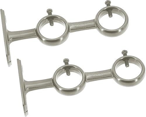 Miniatura 4 de AddGrace Paquete de 2 soportes de barra de cortina dobles para barra de 1 pulgada de aleación de aluminio montado en la pared (negro)