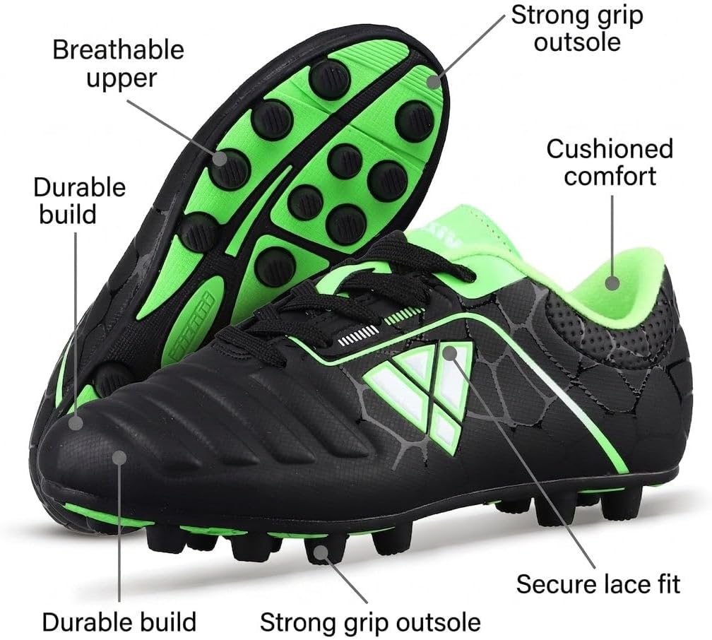 Vizari USA Soccer Cleats Boys, Girls - FG Firm Ground Football Shoes for Toddlers/Little/Big Kids - Youth Football Cleats - Comfort & Excellent Traction