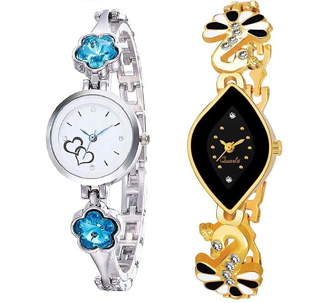 BID Analogue Womens & Girls Watch (Multicolour Dial Gold & Silver Colored Strap) (Pack of 2) (B07R9PHGH1) Amazon Price History, Amazon Price Tracker