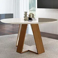 Mesa de Jantar 110x110cm Tampo em Vidro/Laca Grécia LJ Móveis