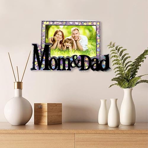 Miniatura 4 de Voyyphixa Moldes de resina para marco de fotos, moldes de marco de fotos de papá con soporte de soporte, moldes epoxi rectangulares para fundición