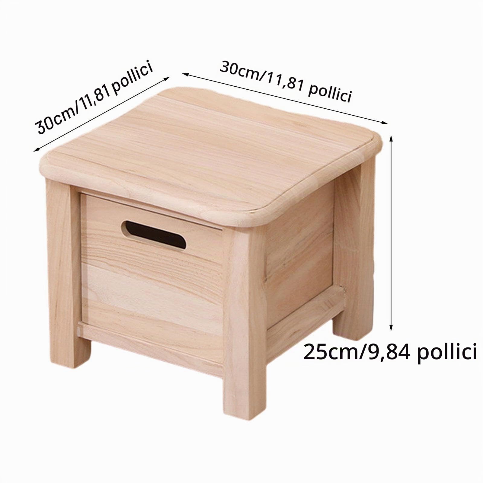 Fenteer Sgabello Contenitore in Legno, Sedia per Cambiare Le Scarpe, Decorazione per Casa, Piccolo Sgabello con Bordi Arrotondati per Soggiorno, 30 Cm X 30 Cm X 25