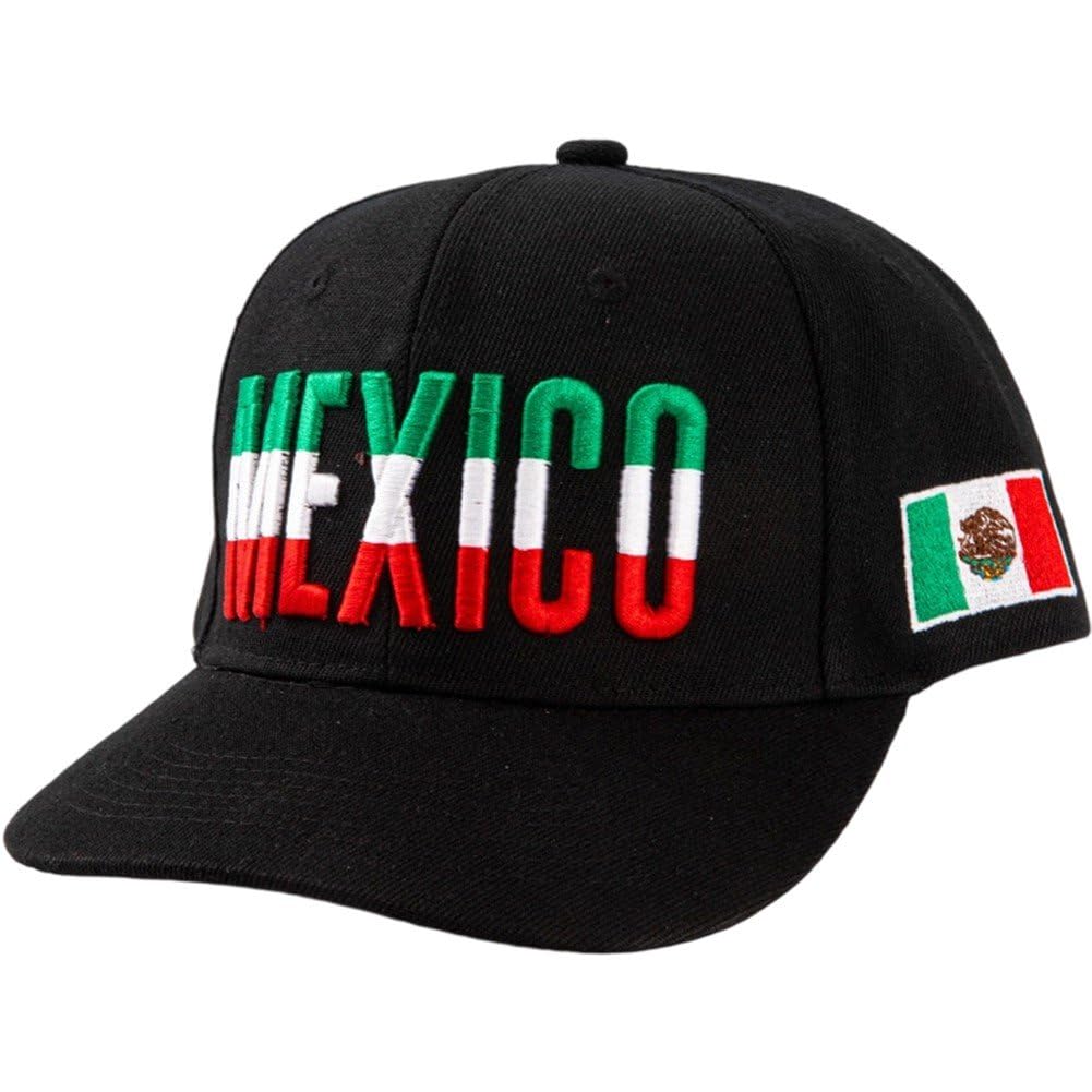 Uzztfa Men's Black Mexico Flag Hat For Wo, Mexico Flag Baseball Cap Mexican Baseball Cap Adjustable Hip Hop Hat Outdoor Golf Hat