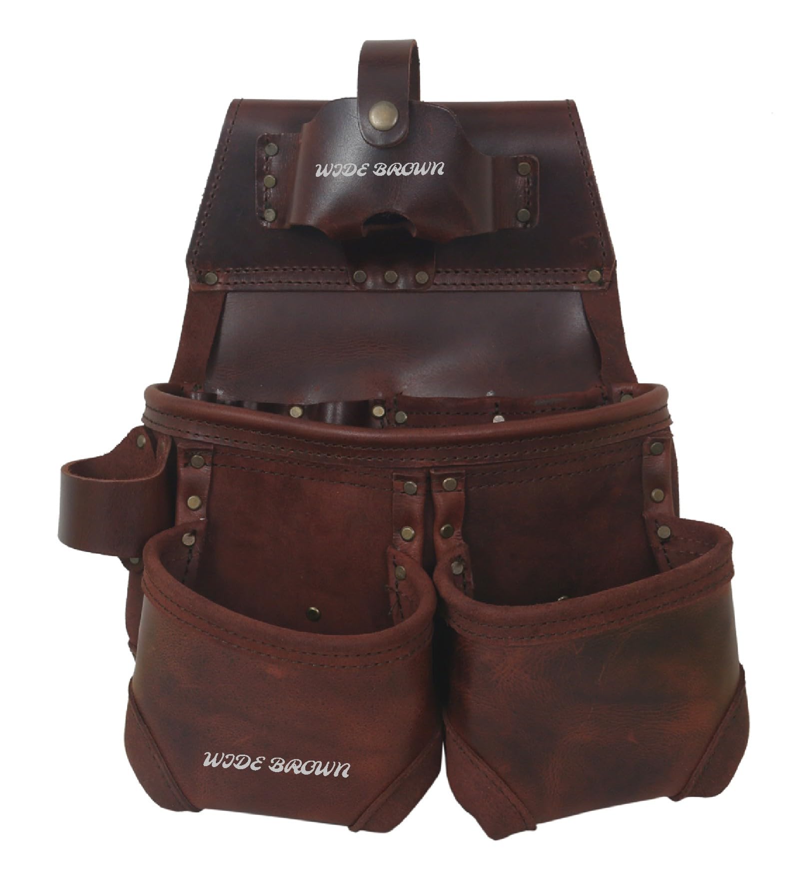 Pochette à outils en cuir pleine fleur avec porte-perceuse, pour charpentier, agriculteur, électricien