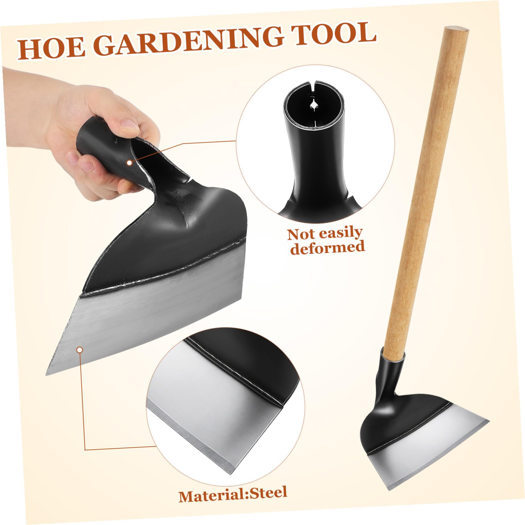 Attrezzo da Giardinaggio Manuale per Diserbo in Acciaio Resistente Impatto senza Manico, Strumento per Erbacce e Lavoro del Terreno per Agricoltori e Giardinieri