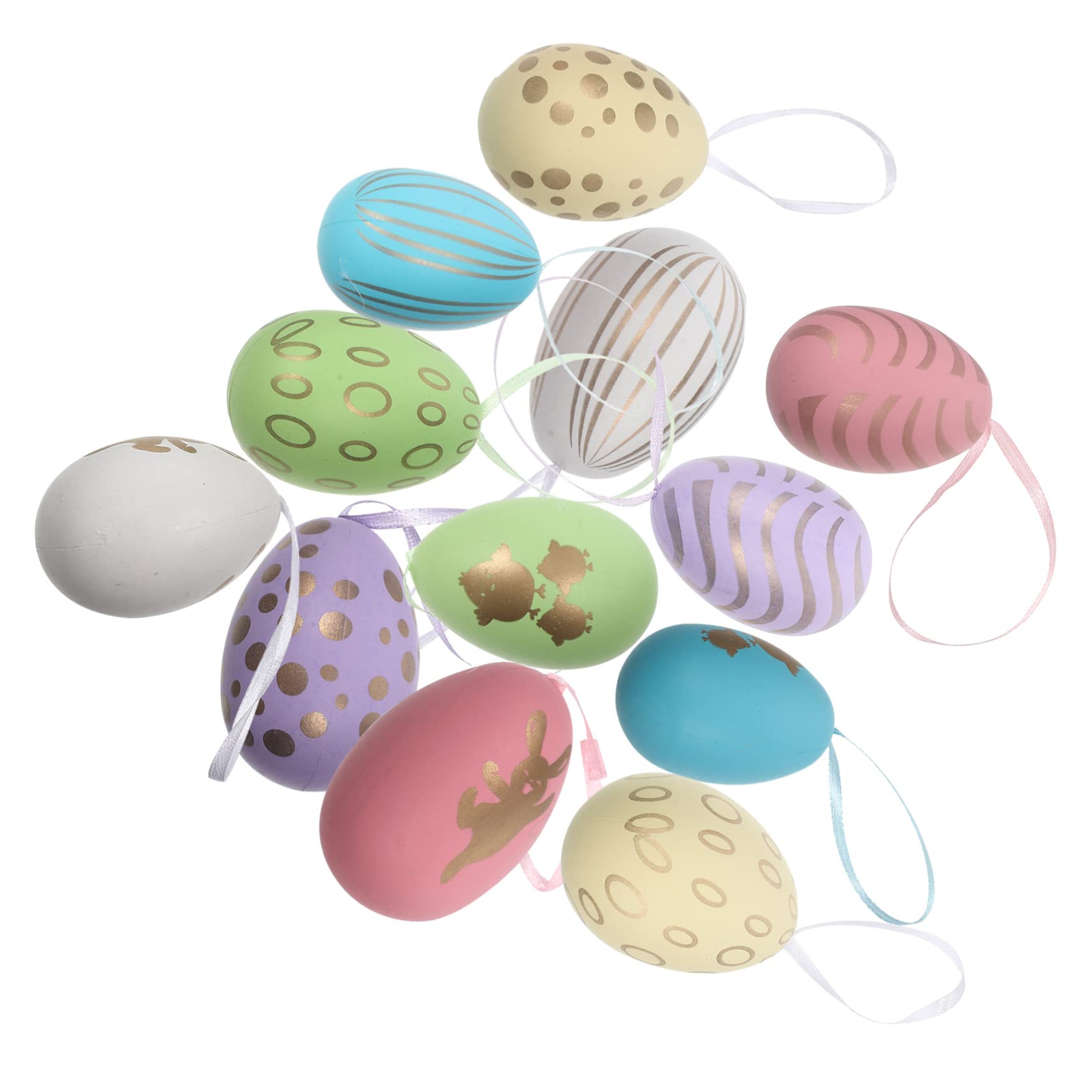 Cabilock 5 Set Uova Di Pasqua Easter Egg Ornamenti Per Uova Decorazione Di Pasqua Ciondolo Albero Ornamenti Appesi Per Festival Decorazione Da Appendere All'uovo Plastica 12 Pezzi * 5