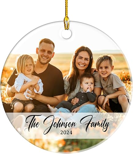 Adorno de Navidad personalizado con adornos de fotos, adornos de cerámica personalizados para árbol de Navidad, decoración del hogar, fotos, regalos