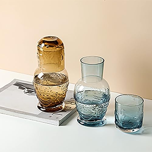Miniatura 6 de EVEREST GLOBAL Amber Relief - Juego de jarra de agua y vidrio transparente para mesita de noche, popular decantador de enjuague bucal o jarra de