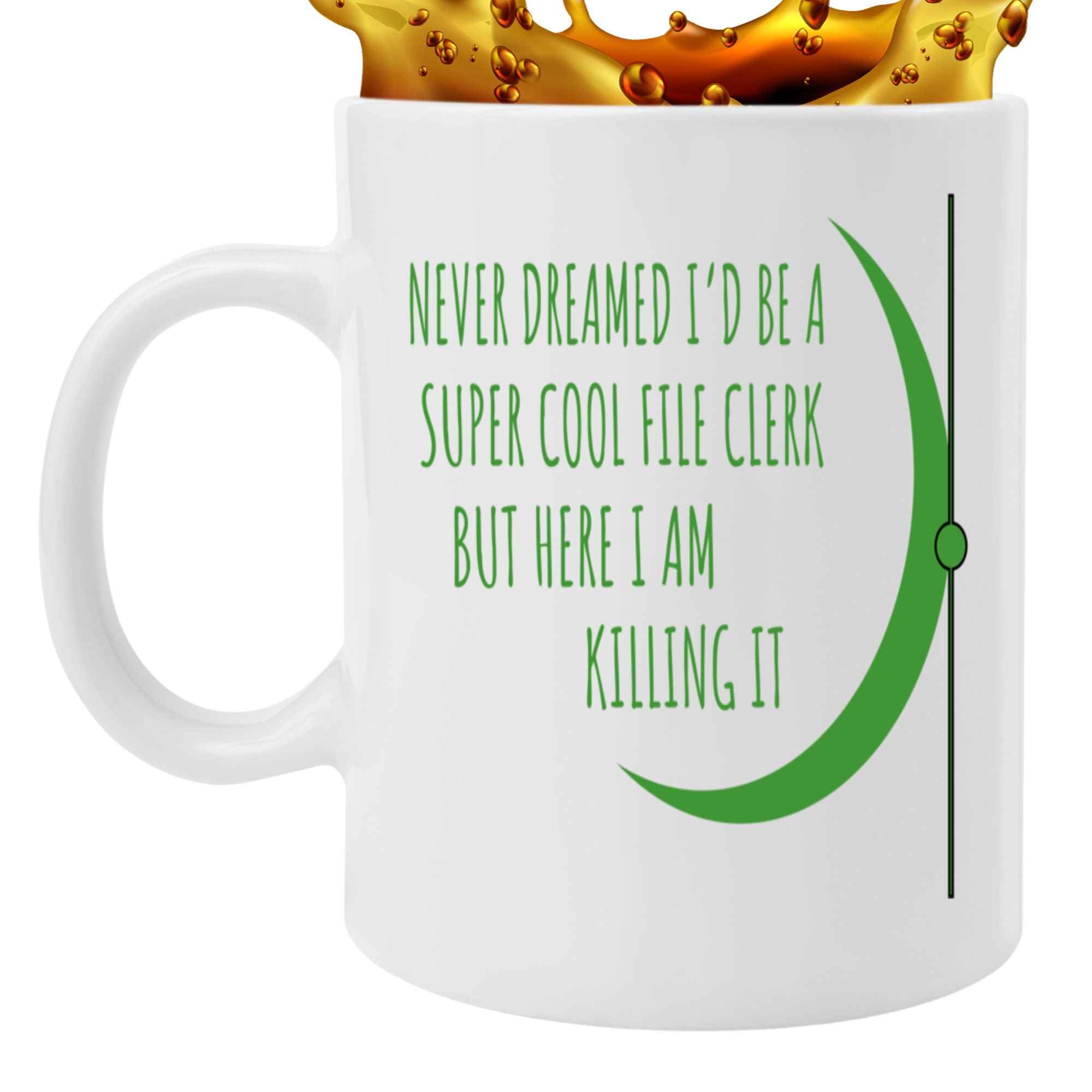 Gift Idea Funny Gift for File Clerks - Killing It in - Novelty Gift for Coworkers - 11 Oz White Ceramic Coffee Mug