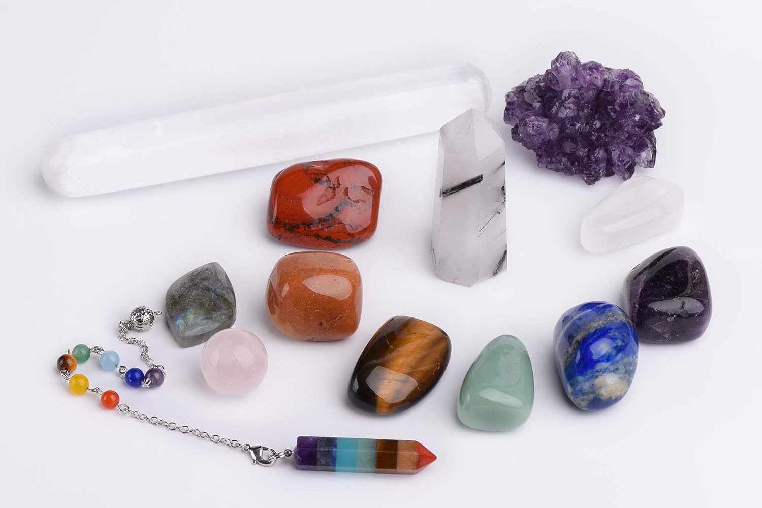 AMOYSTONE 13 pcs Chakra Crystal Stones Healing Kit Spiritual Metaphysical Reiki Balancing Meditation Energy Work Natural Authentic Stones
