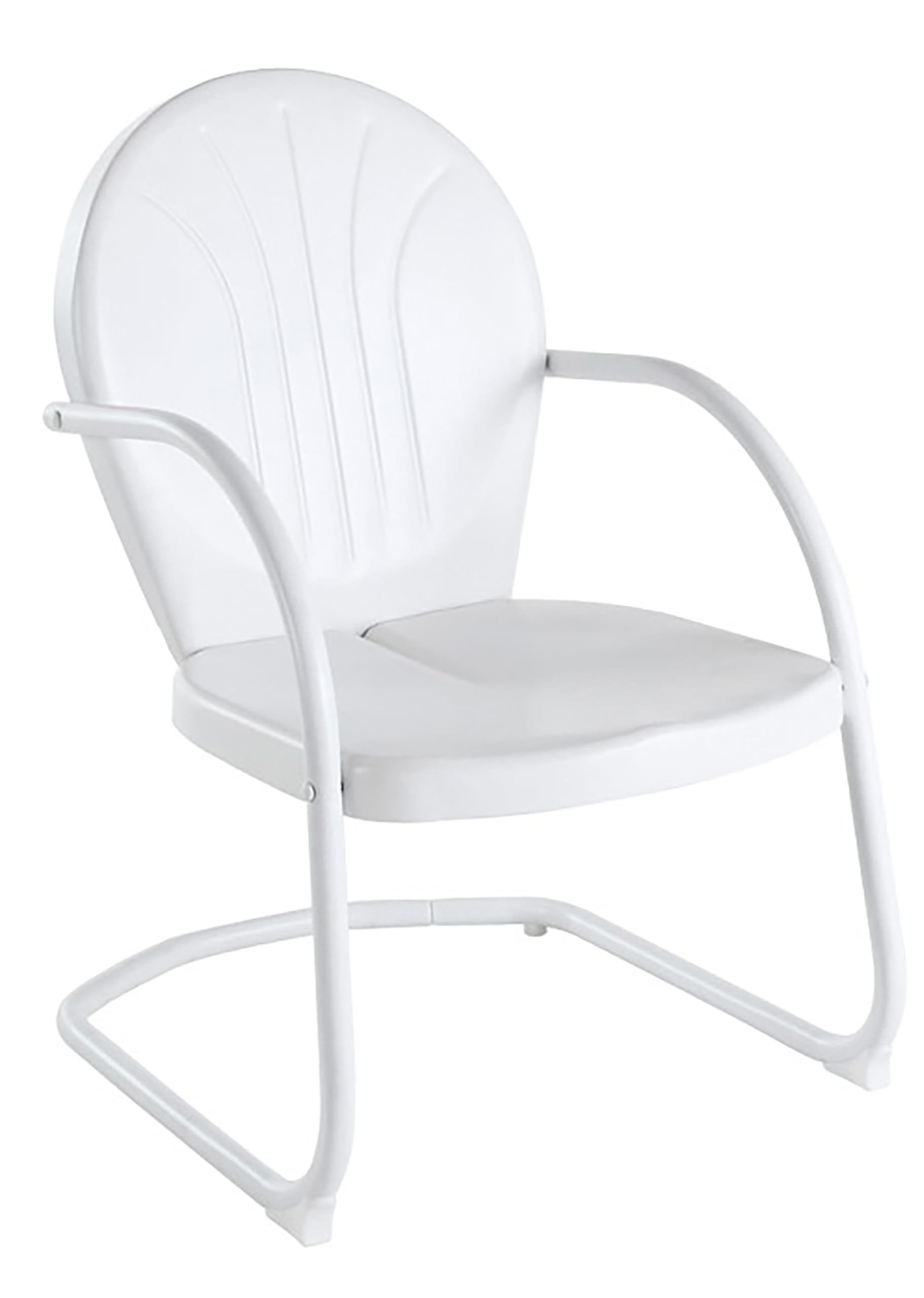 Crosley Furniture Griffith Outdoor Chair, Retro Metal Patio Chairs for Dining, Porch, Deck, Balcony, White