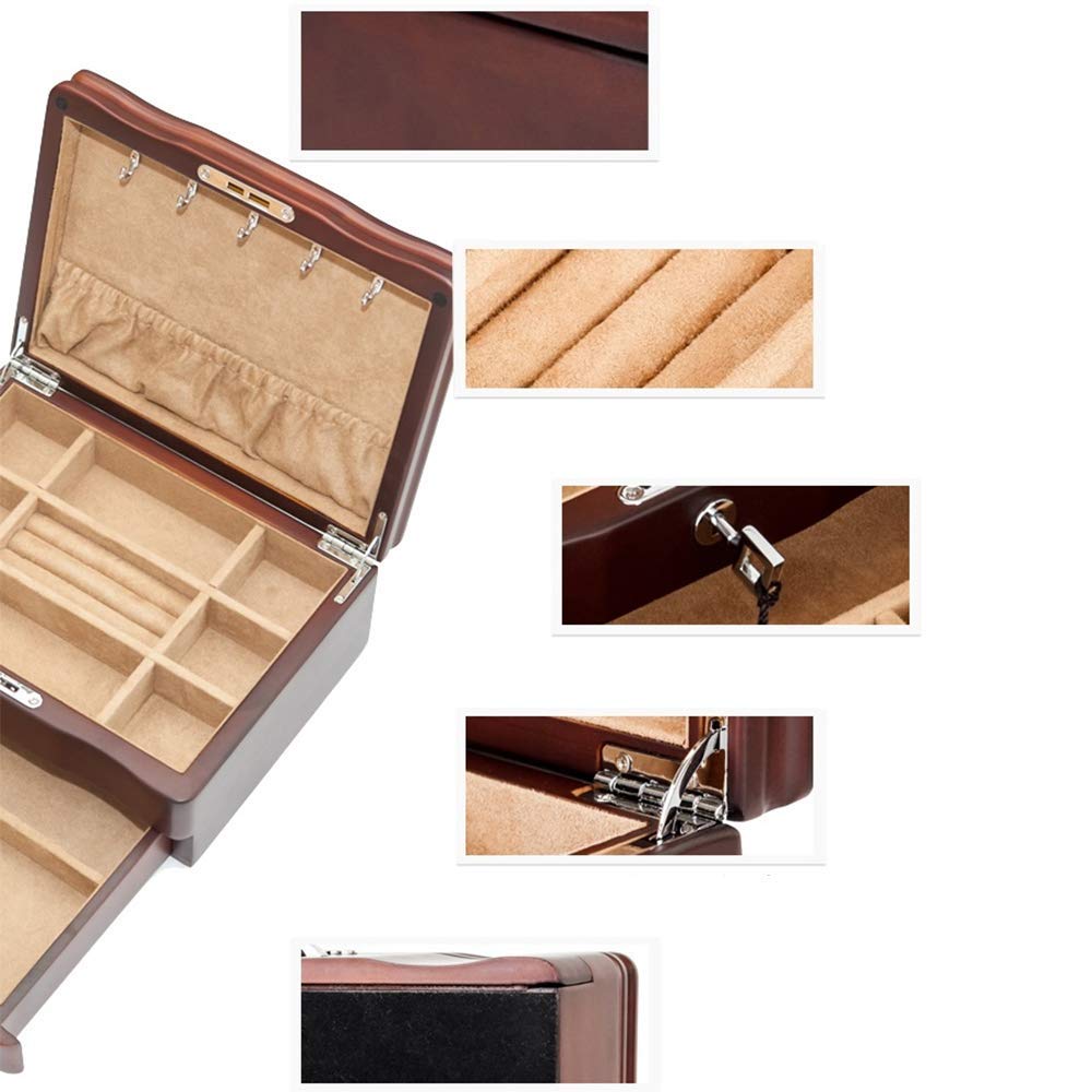 Svuotatasche retrò per uomo/donna Elegante cassettiera-organizzatore scatola di legno da esposizione, perfetta per telefono, orologi, occhiali da sole, gioielli, portafoglio, anelli, collana e altri