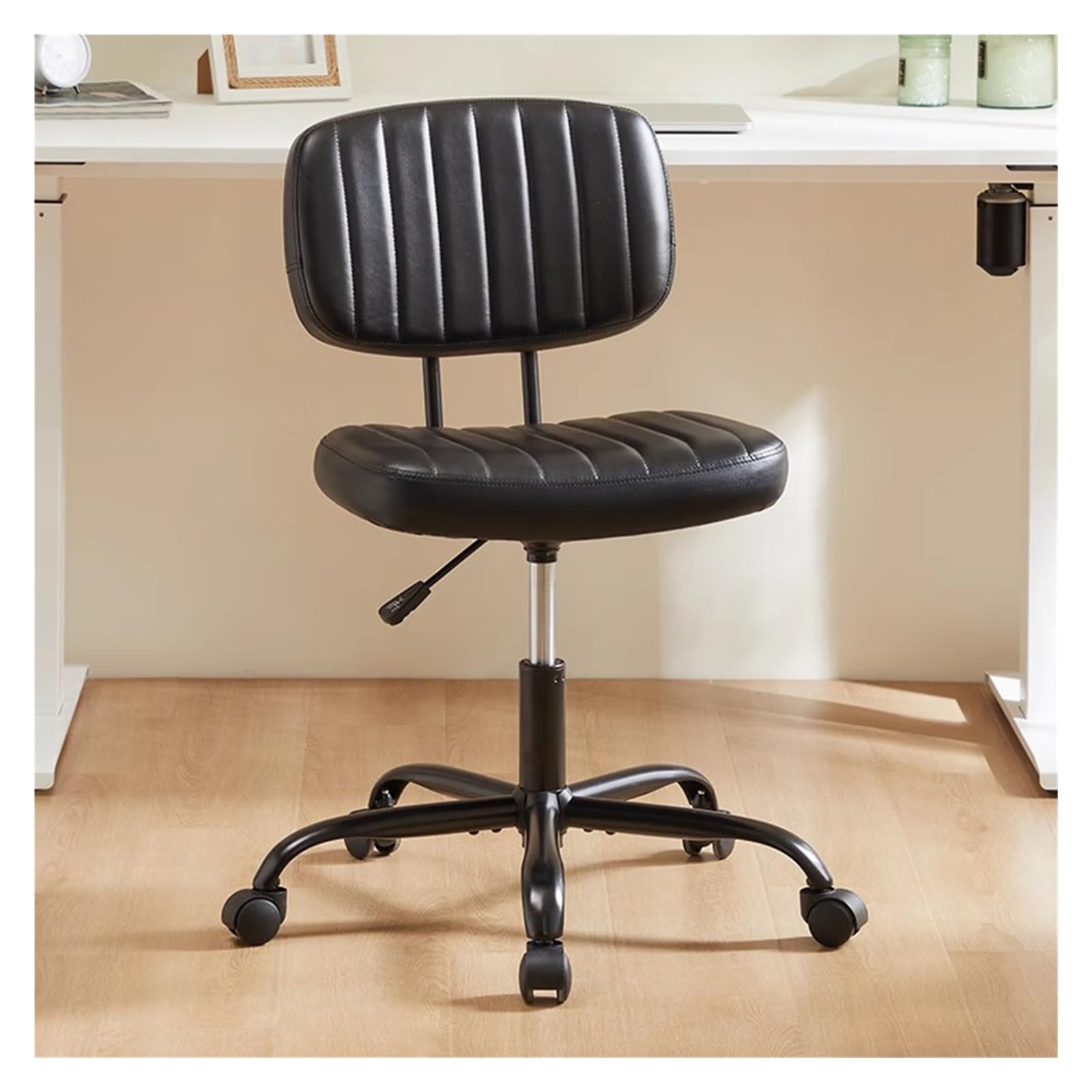 METTEOR Leather Office Chair - Adjustable Height Swivel Desk Chair with Wheels table Executive Seating for Home Office Slish and Supportive Design (Nero One Size)