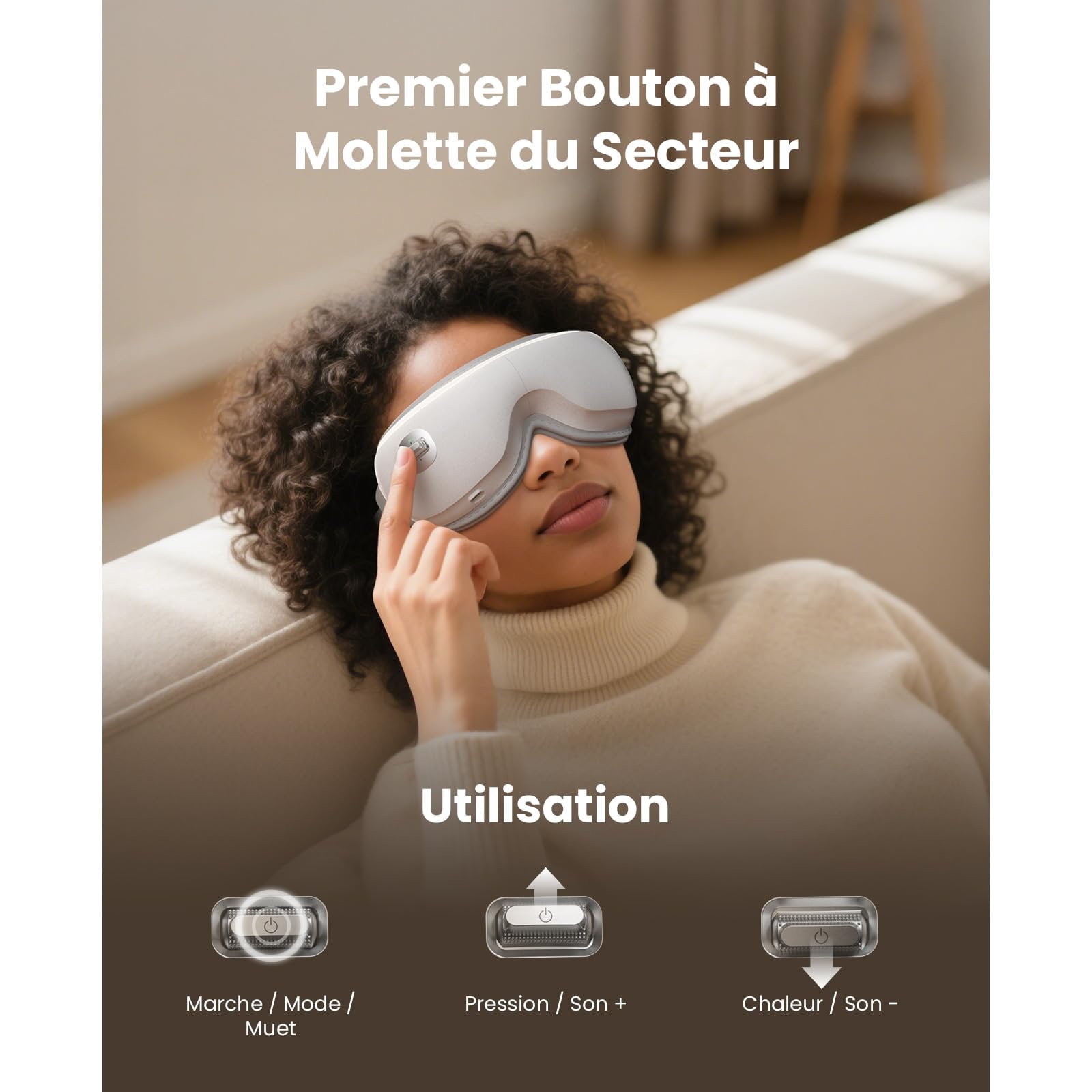 Bob and Brad Zero Pro Masseur oculaire silencieux avec chaleur et froid, masque massage yeux pour migraine, sécheresse et fatigue, cadeau femme et homme