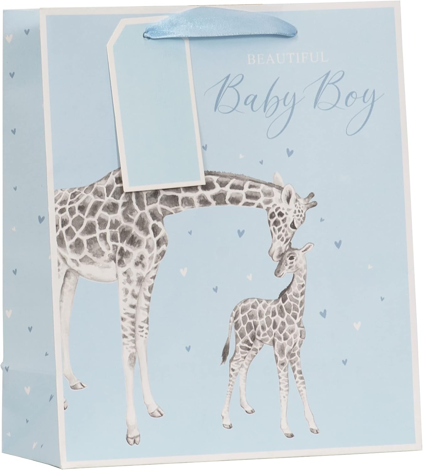 Partisan Products Blue Giraffe Baby Boy Gift Bag With Gift Tag Newborn Baby Shower Medium