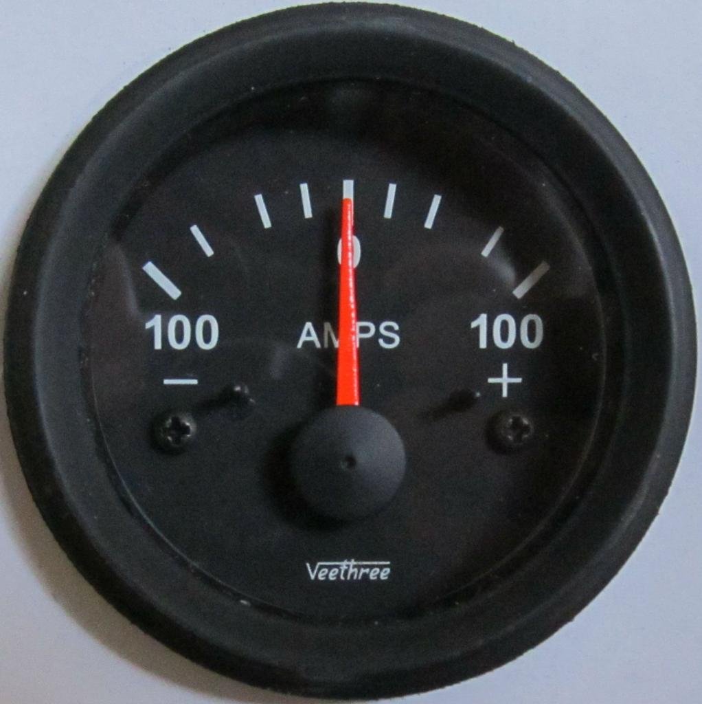 Ammeter 100 Amp (Black Bezel/Black dial)