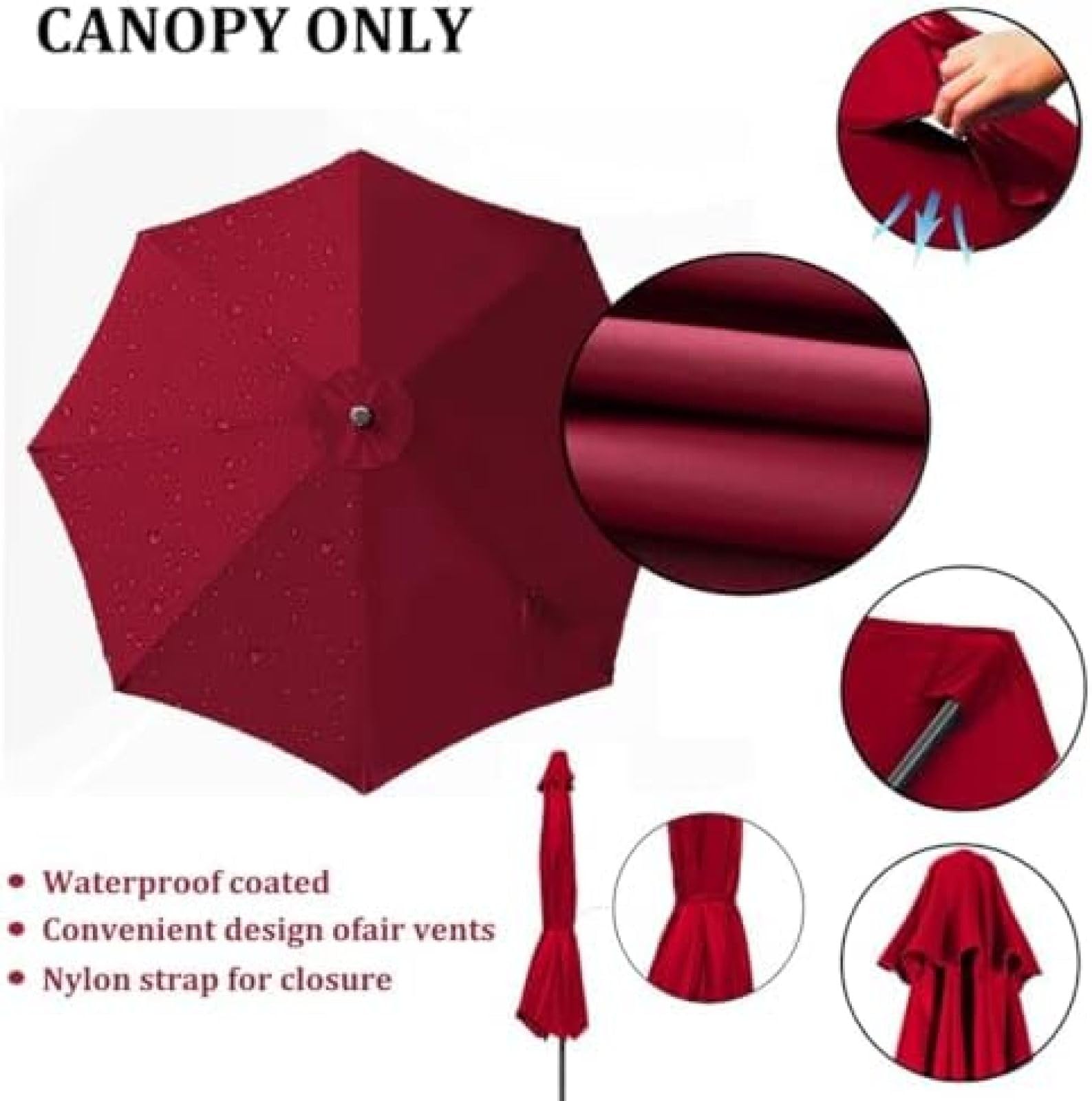 Copertura per ombrellone da giardino 2 8 m, protezione UV, adatta per mobili da esterno resistenti e impermeabili da 2 m, 2,3 m, 2,5 m, 2,7 m, 3 m, 3,5 m, ideali per uso in giardino
