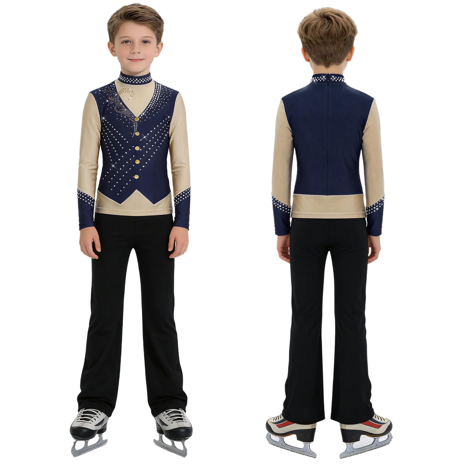 Aislor Enfants Justaucorps De Danse Classique Costume Danse Latine pour Garçons Justaucorps Gymnastique Latine Gymnastique Ballet Valse