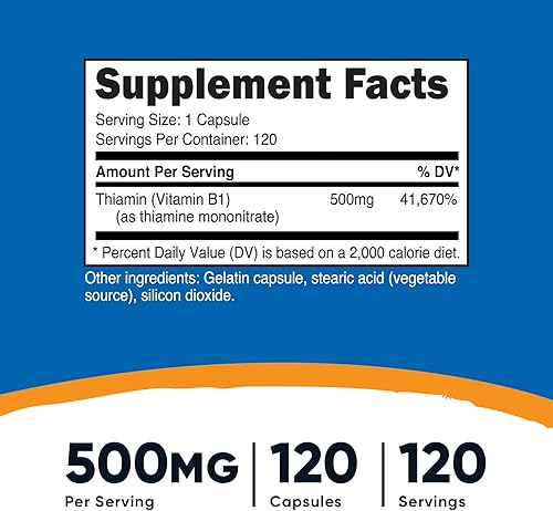 Miniatura 2 de Vitamina B1 Nutricost Tiamina 0018 oz 120 cápsulas 1