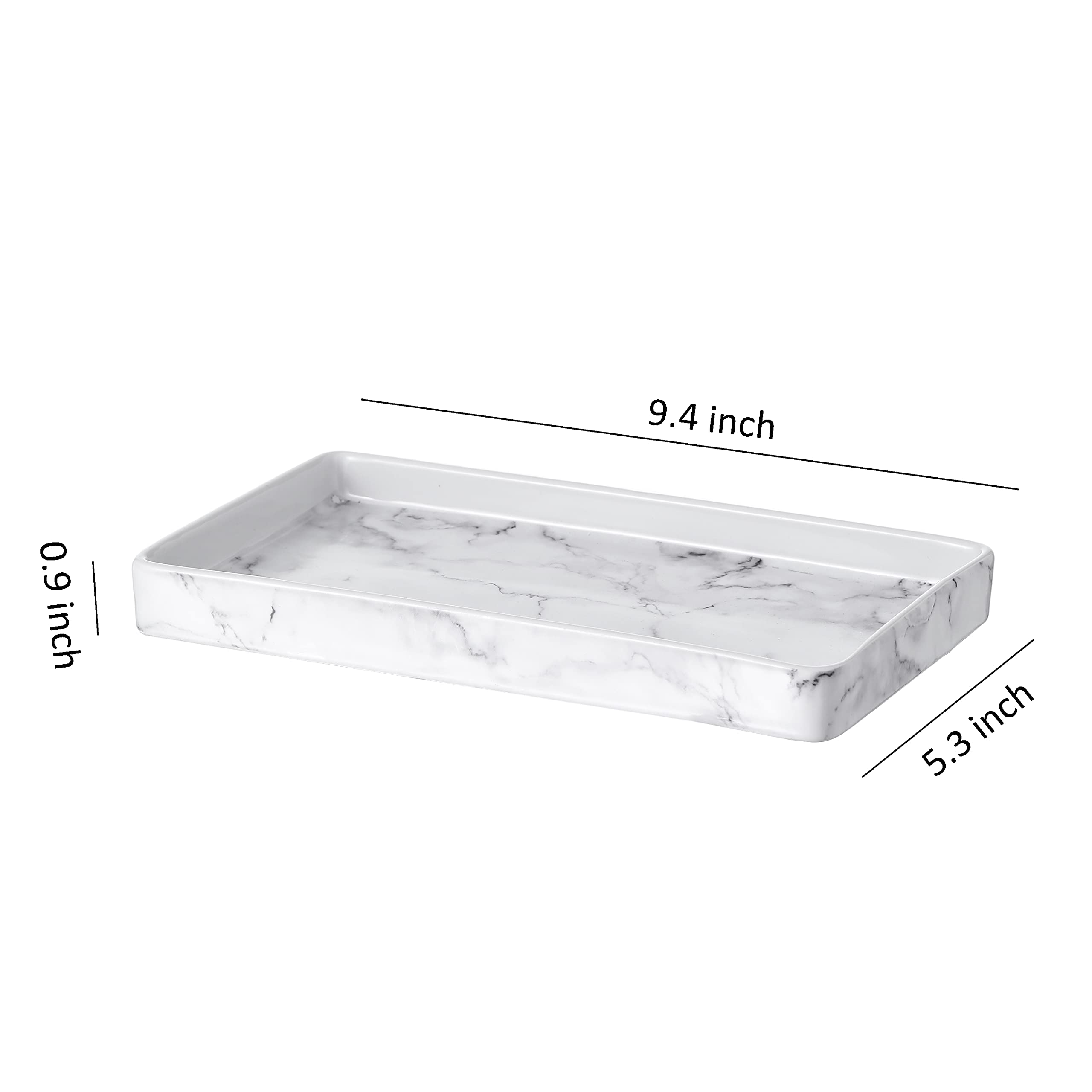 Motifeur Bathroom Accessories Ceramic Vanity Tray (Marble Look)