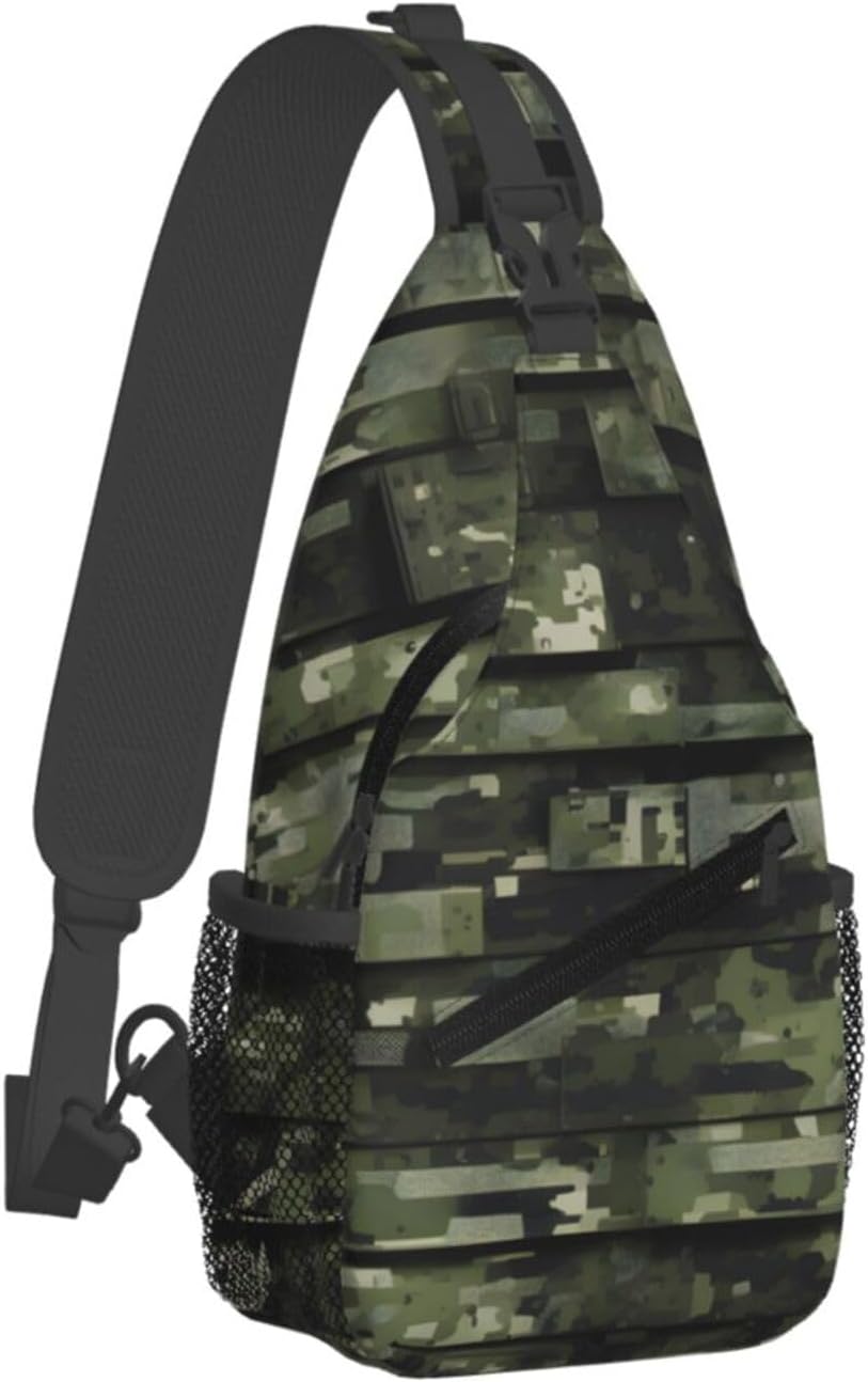 Durable Lightweight Digital Camo Print Cross chest bag diagonally for Travel Commute Daily Use